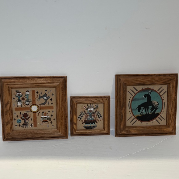 Native American Navajo Sand Paintings 8-1/2” X 8-1/2”. Originates from Navajo - Picture 1 of 7